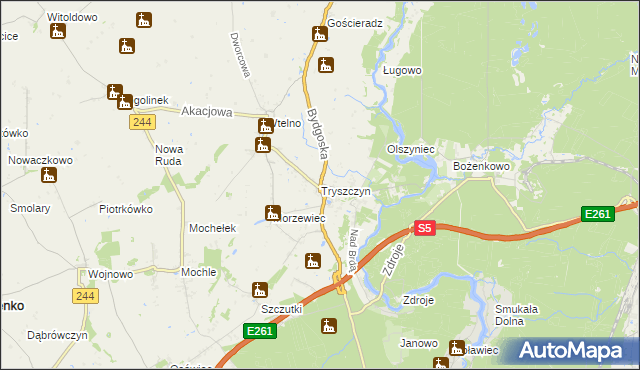 mapa Tryszczyn, Tryszczyn na mapie Targeo