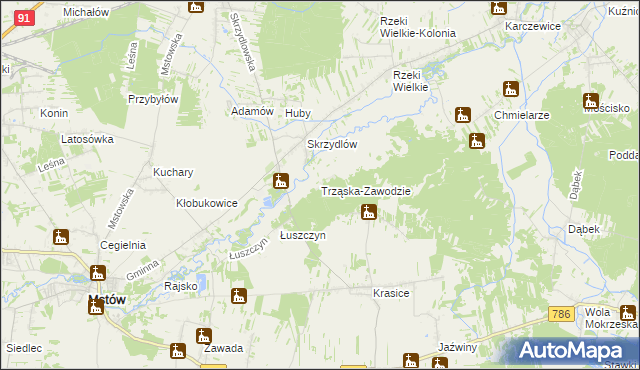 mapa Trząska-Zawodzie, Trząska-Zawodzie na mapie Targeo