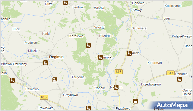 mapa Trzcianka gmina Regimin, Trzcianka gmina Regimin na mapie Targeo