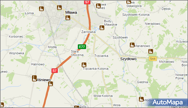 mapa Trzcianka gmina Szydłowo, Trzcianka gmina Szydłowo na mapie Targeo