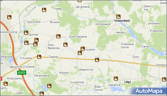 mapa Trzcianki gmina Nowodwór, Trzcianki gmina Nowodwór na mapie Targeo