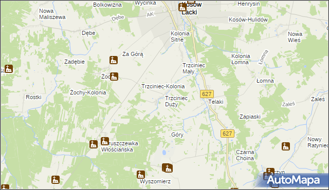 mapa Trzciniec Duży, Trzciniec Duży na mapie Targeo