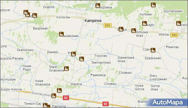 mapa Trzciniec gmina Leszno, Trzciniec gmina Leszno na mapie Targeo