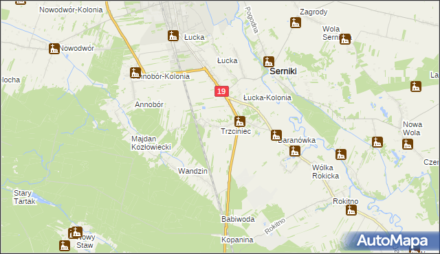 mapa Trzciniec gmina Lubartów, Trzciniec gmina Lubartów na mapie Targeo