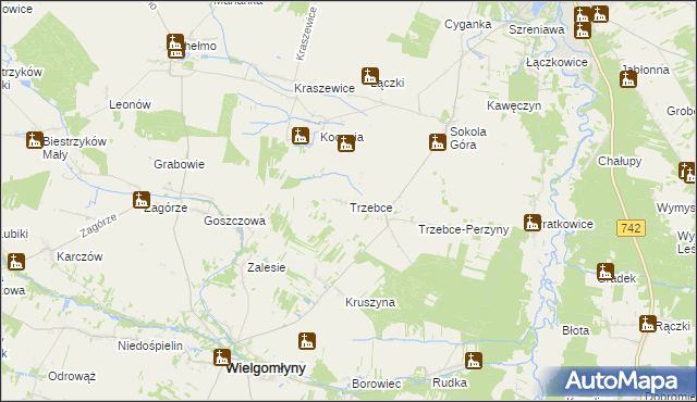 mapa Trzebce, Trzebce na mapie Targeo