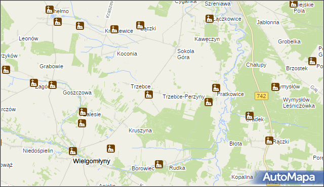 mapa Trzebce-Perzyny, Trzebce-Perzyny na mapie Targeo