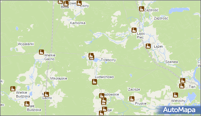 mapa Trzebciny, Trzebciny na mapie Targeo