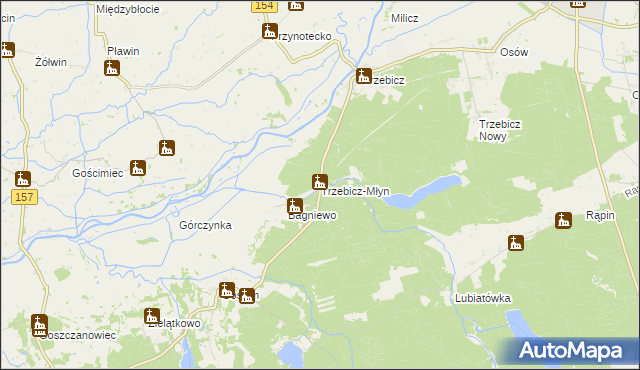 mapa Trzebicz-Młyn, Trzebicz-Młyn na mapie Targeo
