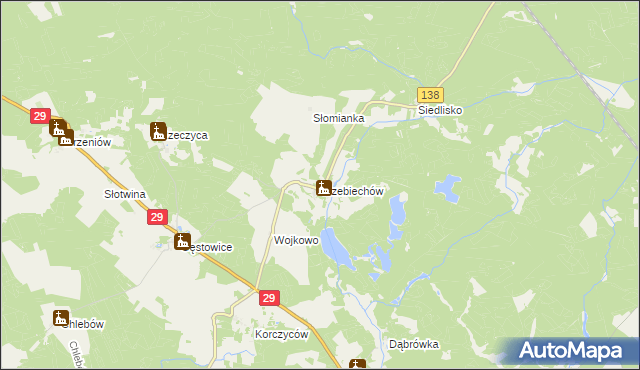 mapa Trzebiechów gmina Maszewo, Trzebiechów gmina Maszewo na mapie Targeo