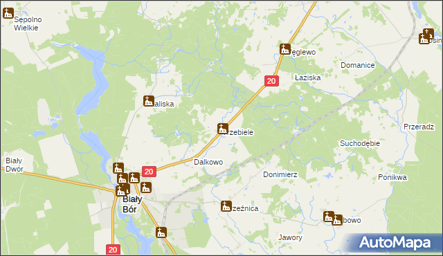 mapa Trzebiele gmina Biały Bór, Trzebiele gmina Biały Bór na mapie Targeo