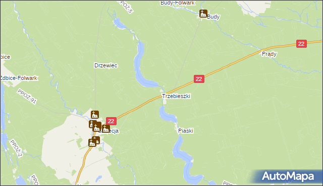 mapa Trzebieszki, Trzebieszki na mapie Targeo