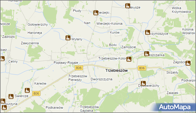 mapa Trzebieszów-Kolonia, Trzebieszów-Kolonia na mapie Targeo