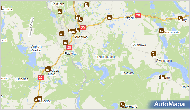 mapa Trzebieszyno, Trzebieszyno na mapie Targeo