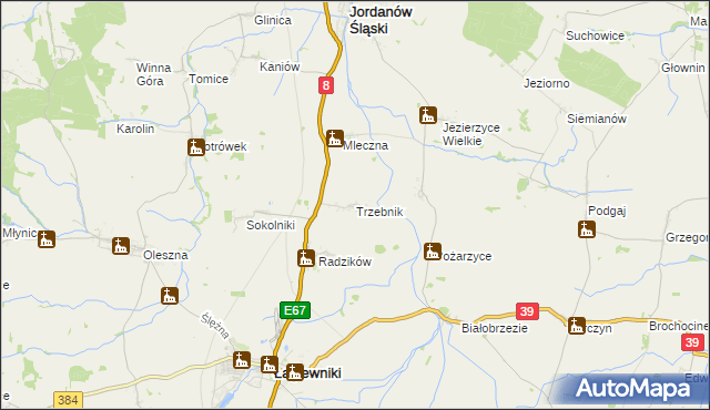 mapa Trzebnik, Trzebnik na mapie Targeo