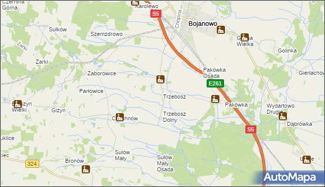 mapa Trzebosz, Trzebosz na mapie Targeo