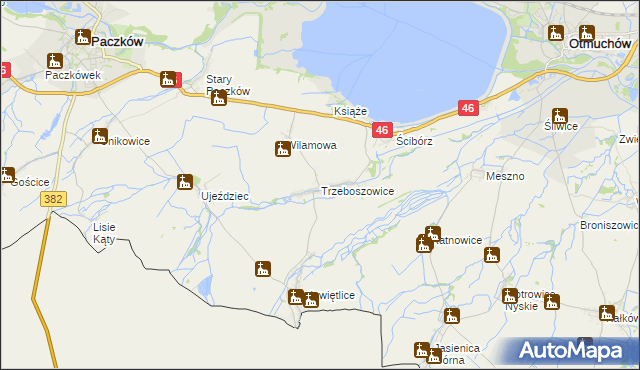 mapa Trzeboszowice, Trzeboszowice na mapie Targeo