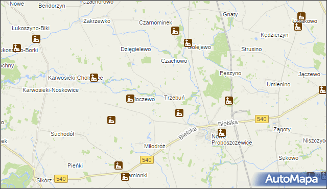 mapa Trzebuń gmina Stara Biała, Trzebuń gmina Stara Biała na mapie Targeo