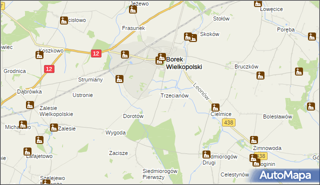 mapa Trzecianów, Trzecianów na mapie Targeo