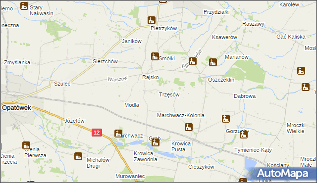 mapa Trzęsów gmina Szczytniki, Trzęsów gmina Szczytniki na mapie Targeo