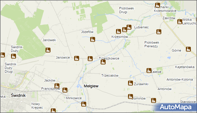 mapa Trzeszkowice, Trzeszkowice na mapie Targeo