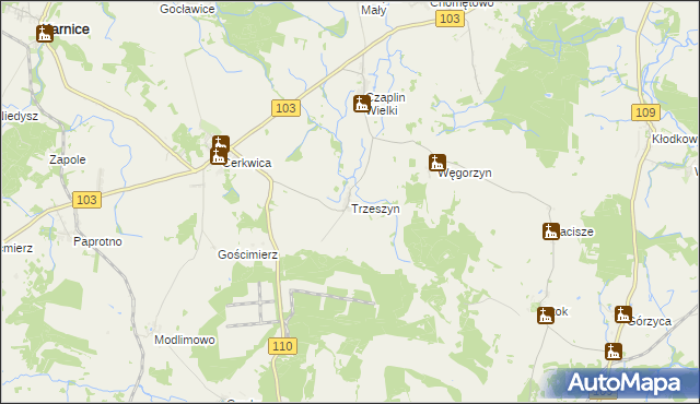 mapa Trzeszyn, Trzeszyn na mapie Targeo