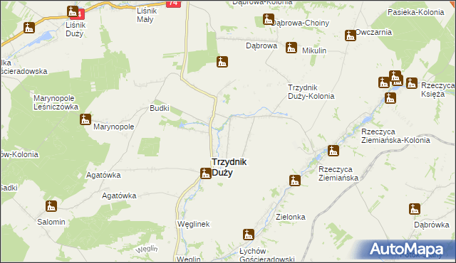 mapa Trzydnik Mały, Trzydnik Mały na mapie Targeo