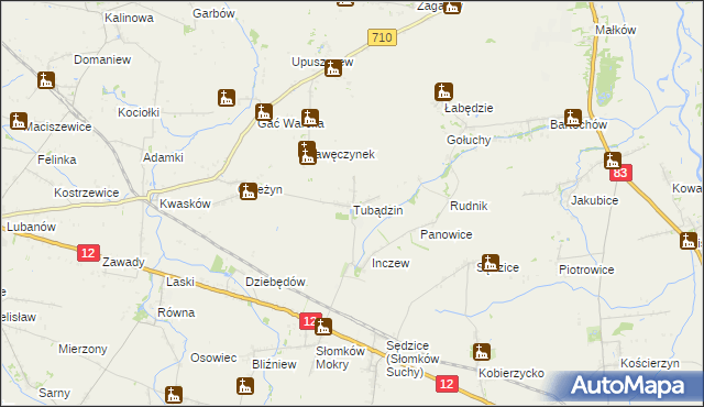 mapa Tubądzin, Tubądzin na mapie Targeo