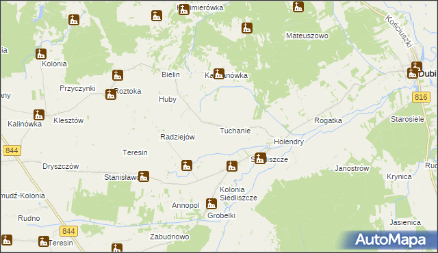 mapa Tuchanie, Tuchanie na mapie Targeo