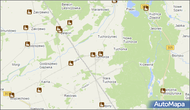 mapa Tuchorza, Tuchorza na mapie Targeo