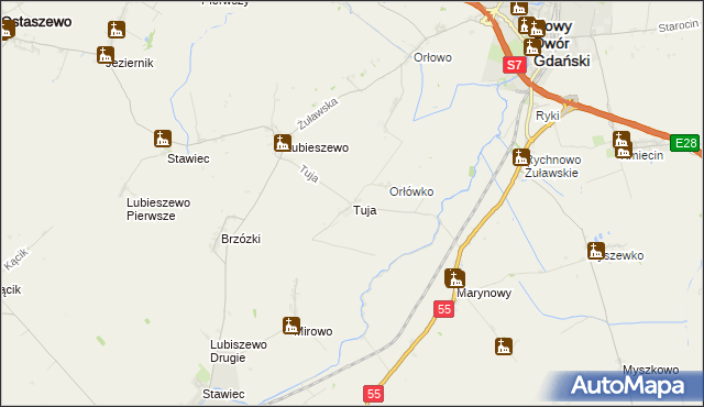 mapa Tuja, Tuja na mapie Targeo
