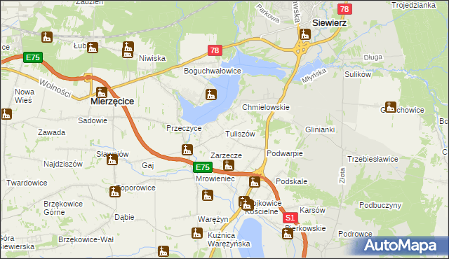 mapa Tuliszów, Tuliszów na mapie Targeo