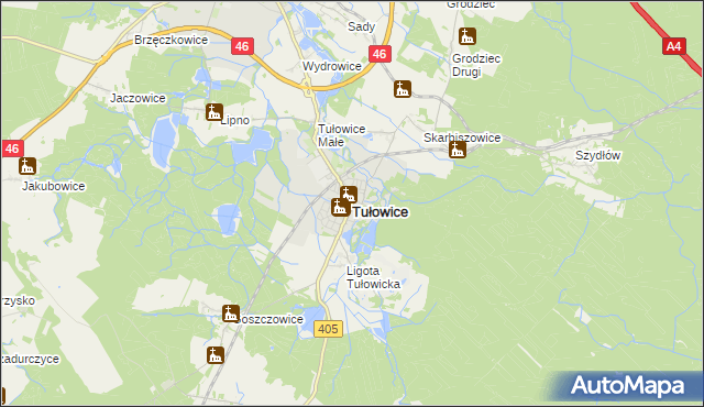 mapa Tułowice powiat opolski, Tułowice powiat opolski na mapie Targeo