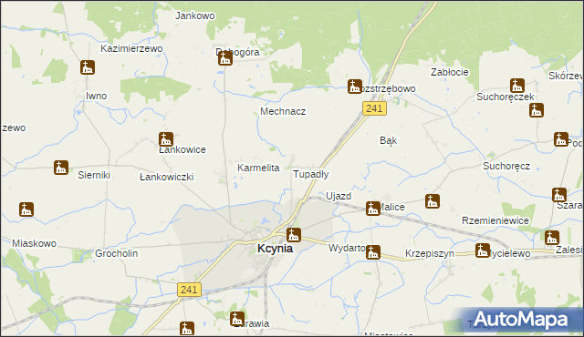 mapa Tupadły gmina Kcynia, Tupadły gmina Kcynia na mapie Targeo