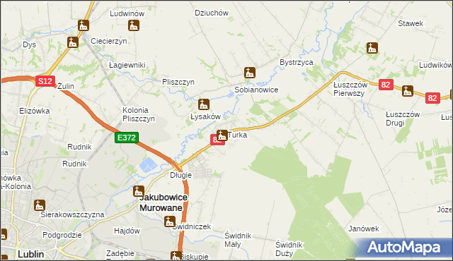 mapa Turka gmina Wólka, Turka gmina Wólka na mapie Targeo