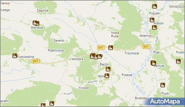 mapa Turośl powiat kolneński, Turośl powiat kolneński na mapie Targeo