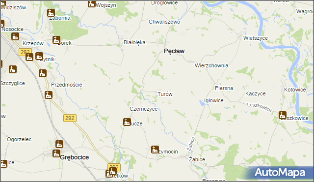 mapa Turów gmina Pęcław, Turów gmina Pęcław na mapie Targeo