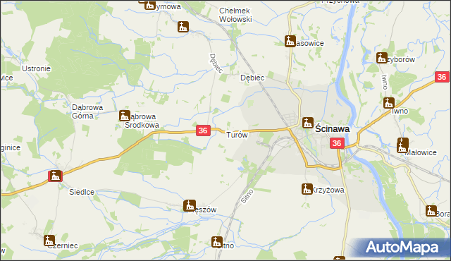 mapa Turów gmina Ścinawa, Turów gmina Ścinawa na mapie Targeo