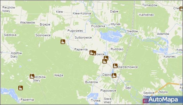 mapa Turowice gmina Fałków, Turowice gmina Fałków na mapie Targeo