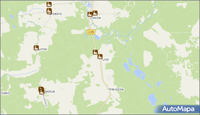 mapa Tursk gmina Sulęcin, Tursk gmina Sulęcin na mapie Targeo