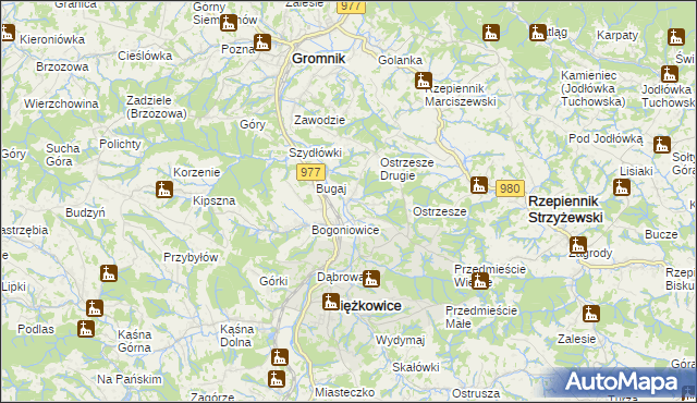 mapa Tursko gmina Ciężkowice, Tursko gmina Ciężkowice na mapie Targeo