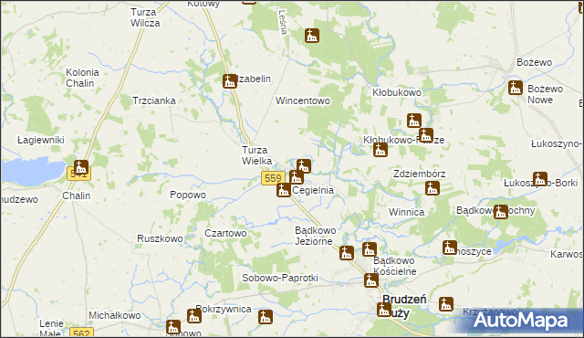 mapa Turza Mała gmina Brudzeń Duży, Turza Mała gmina Brudzeń Duży na mapie Targeo