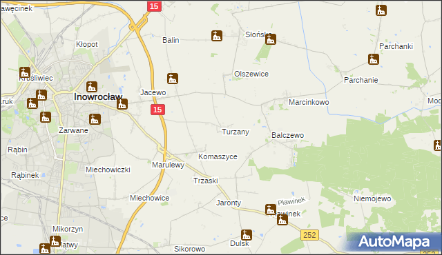 mapa Turzany gmina Inowrocław, Turzany gmina Inowrocław na mapie Targeo
