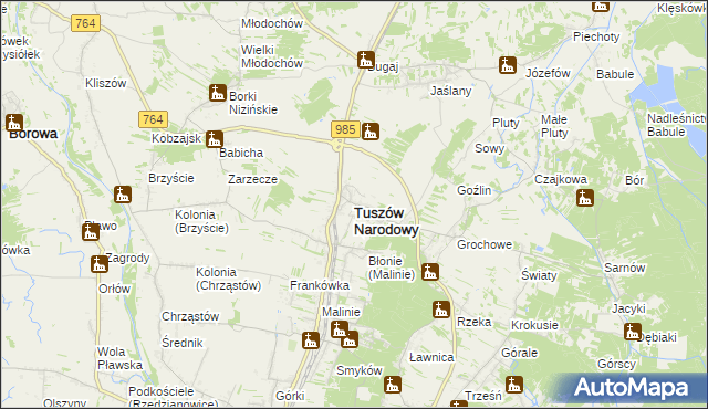 mapa Tuszów Narodowy, Tuszów Narodowy na mapie Targeo