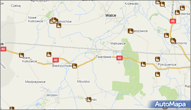 mapa Twardawa, Twardawa na mapie Targeo