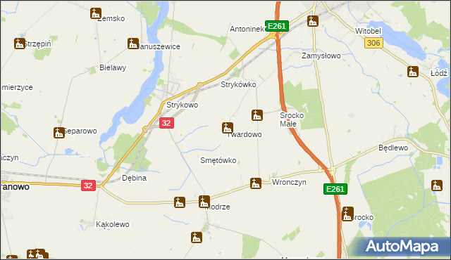 mapa Twardowo gmina Stęszew, Twardowo gmina Stęszew na mapie Targeo