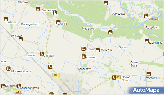 mapa Twardowo gmina Szamotuły, Twardowo gmina Szamotuły na mapie Targeo