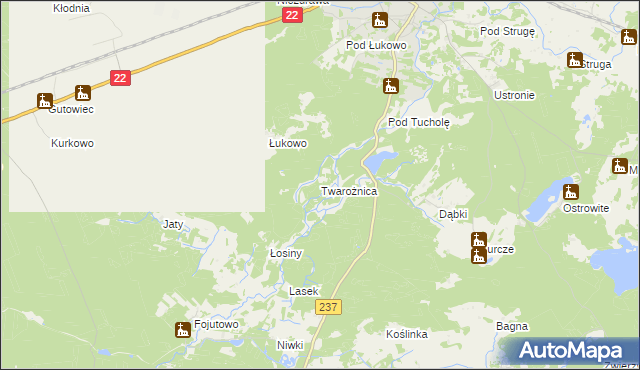 mapa Twarożnica, Twarożnica na mapie Targeo