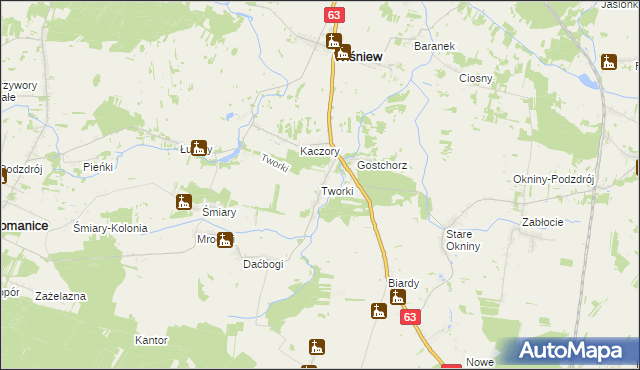mapa Tworki gmina Wiśniew, Tworki gmina Wiśniew na mapie Targeo