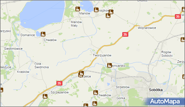 mapa Tworzyjanów, Tworzyjanów na mapie Targeo