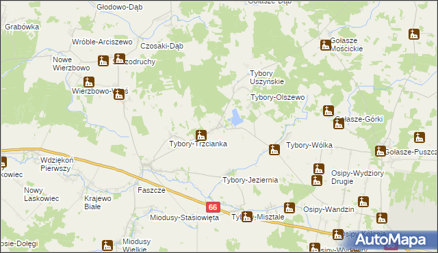 mapa Tybory-Kamianka, Tybory-Kamianka na mapie Targeo